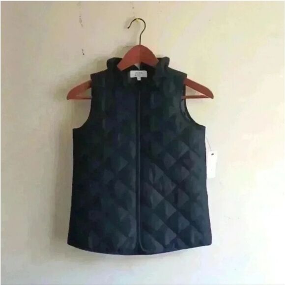 crown & ivy Other - Crown & Ivy Quilted Black Ruffle Vest